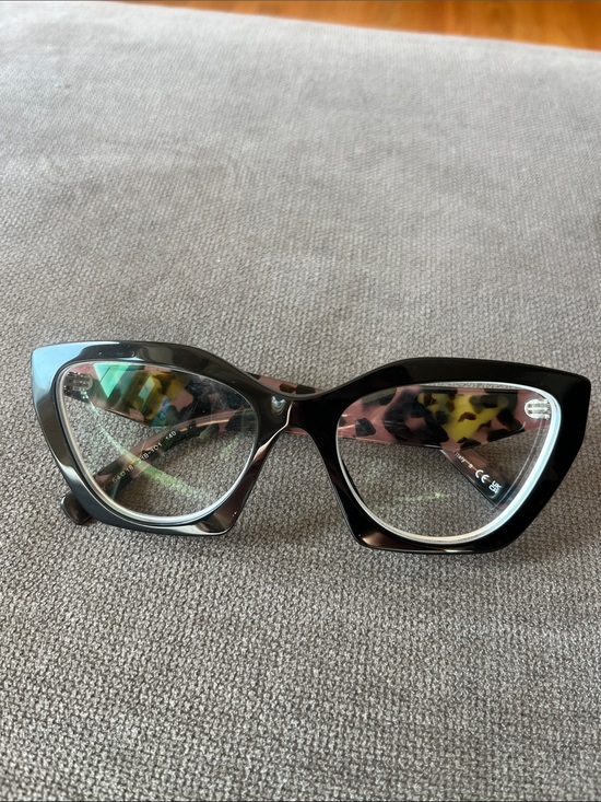 Prada Accessories - Prada Black Cat-Eye Glasses with Tortoiseshell Temples